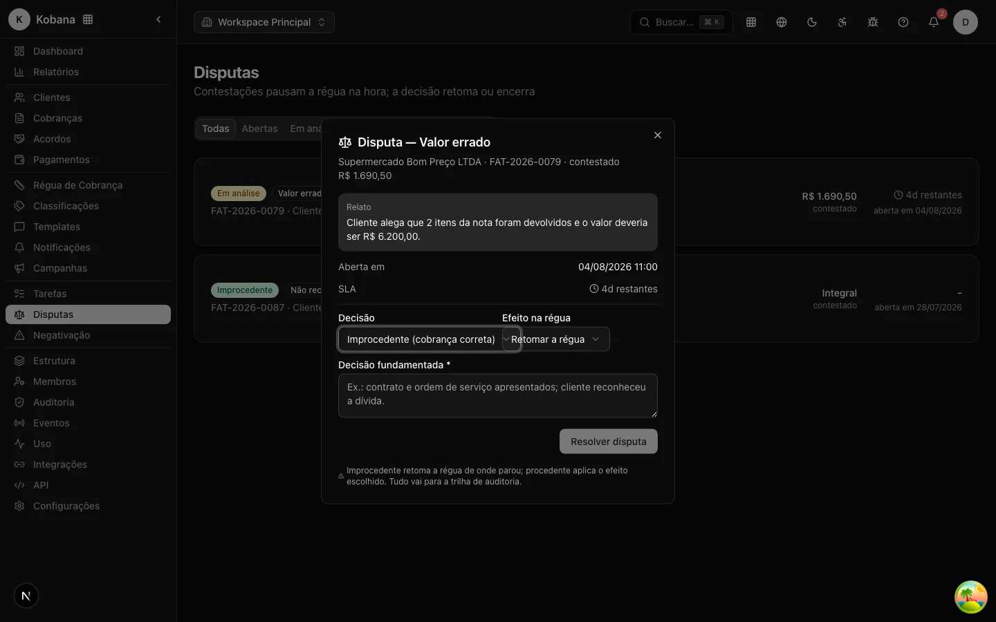 Resolución de disputa: decisión, efecto y fundamentación