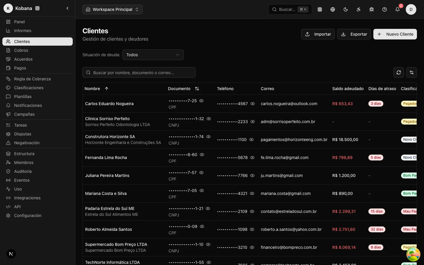 Lista de clientes