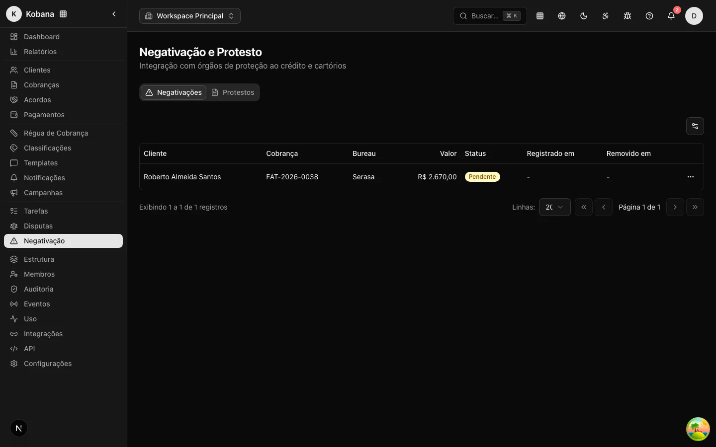 Negativação e protesto