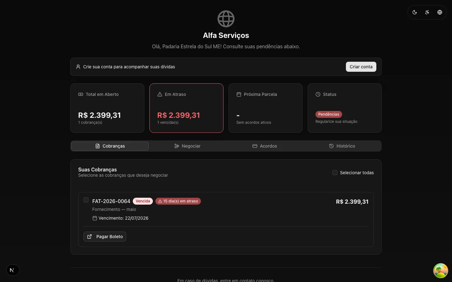 Portal com a marca da organização