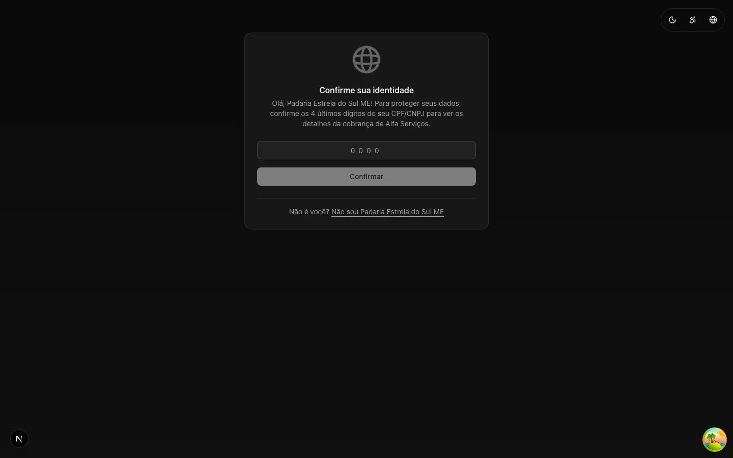 Verificación de identidad en el portal del deudor
